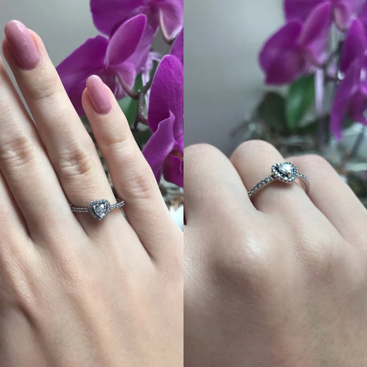 Bague Cœur Vintage en Argent 925 – Zircon AAA & Finition Pavée