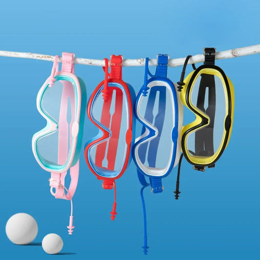 Big Frame Swim Goggles Anti-Fog Wide View Scuba Diving Swimming Glasses with Earplugs for Adult Youth