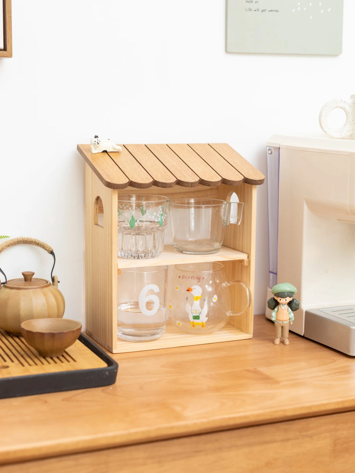 Japanese House Storage Rack Wooden Collectibles Mini Figurines Blind B ...